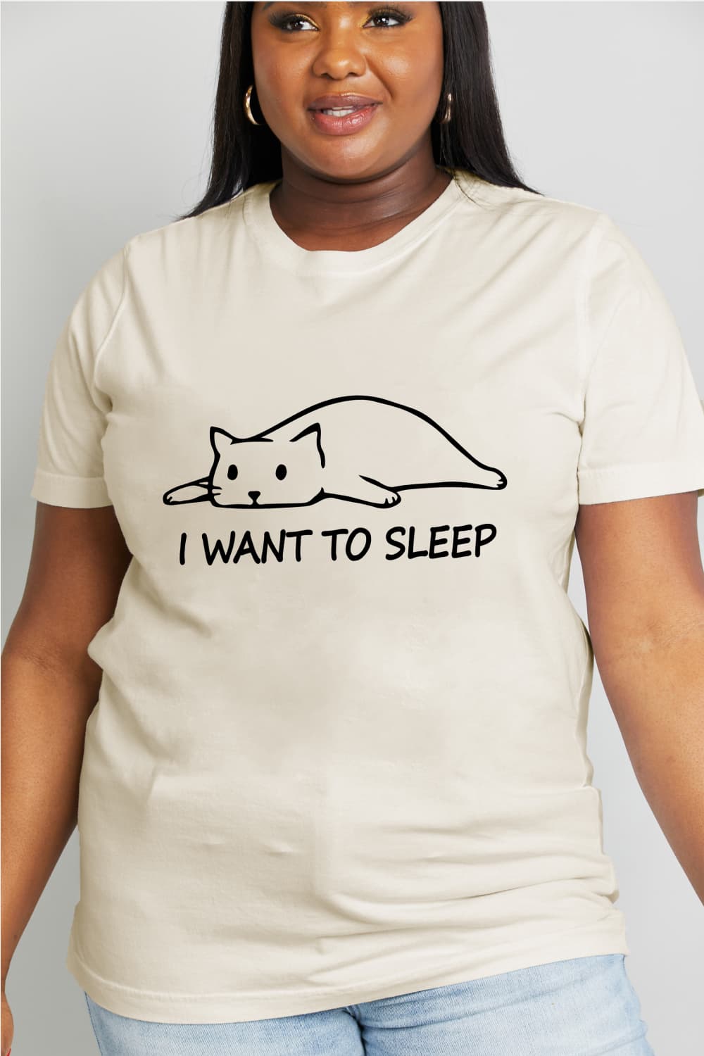 Simply Love Full Size I WANT TO SLEEP Graphic Cotton Tee BLUE ZONE PLANET