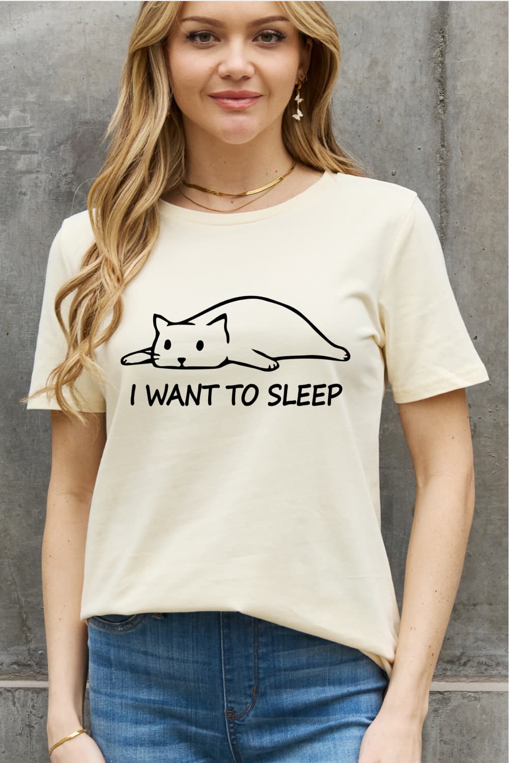 Simply Love Full Size I WANT TO SLEEP Graphic Cotton Tee BLUE ZONE PLANET