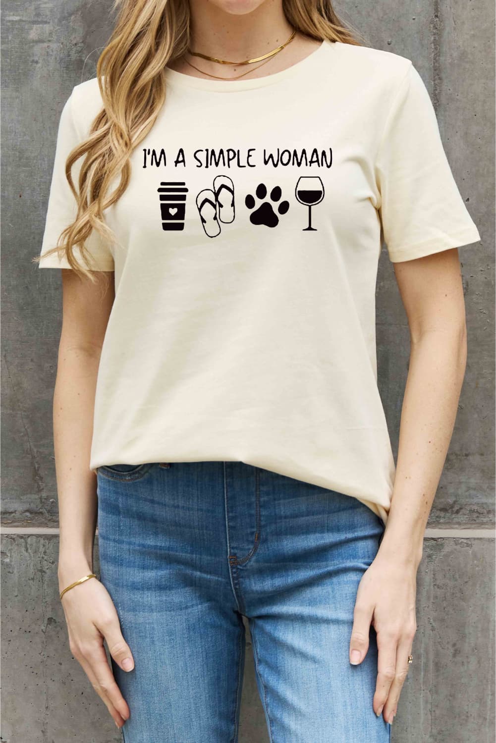Simply Love Full Size I'M A  SIMPLE WOMAN Graphic Cotton Tee BLUE ZONE PLANET
