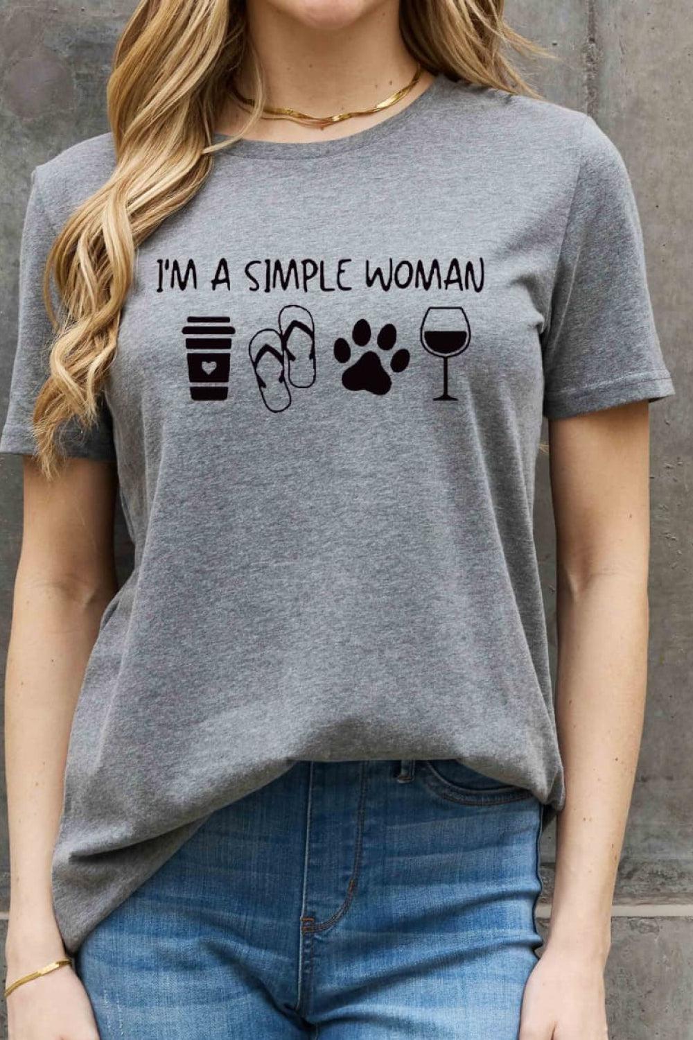 Simply Love Full Size I'M A  SIMPLE WOMAN Graphic Cotton Tee BLUE ZONE PLANET