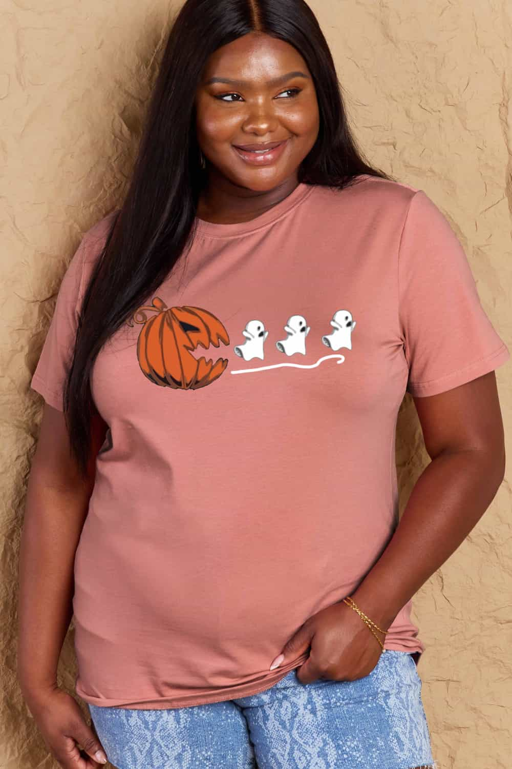 Simply Love Full Size Jack-O'-Lantern Graphic Cotton Tee BLUE ZONE PLANET