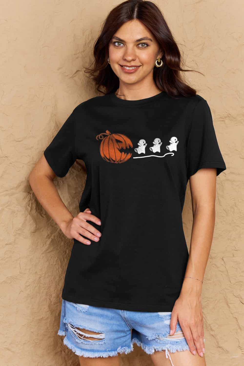 Simply Love Full Size Jack-O'-Lantern Graphic Cotton Tee BLUE ZONE PLANET