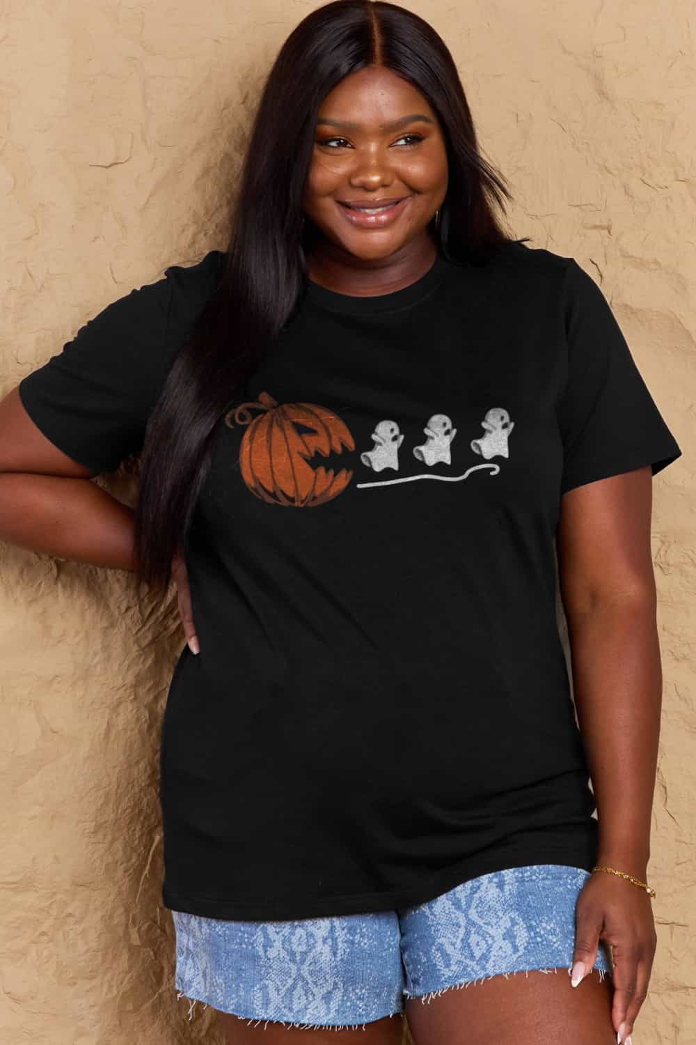 Simply Love Full Size Jack-O'-Lantern Graphic Cotton Tee BLUE ZONE PLANET