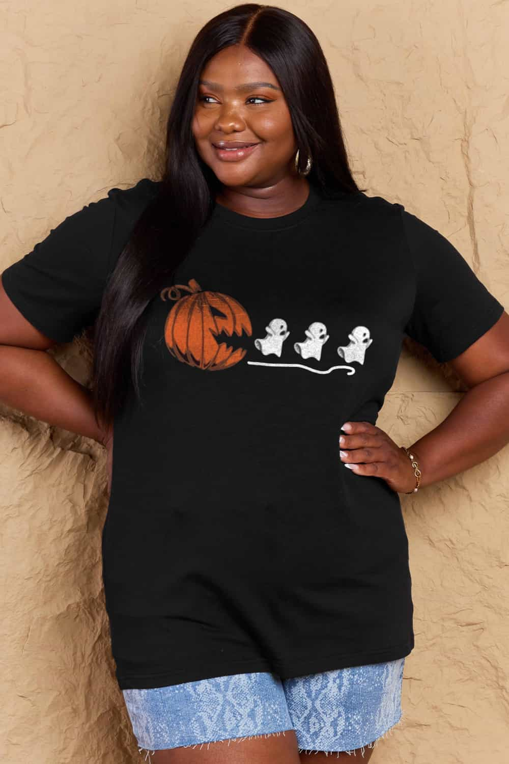 Simply Love Full Size Jack-O'-Lantern Graphic Cotton Tee BLUE ZONE PLANET