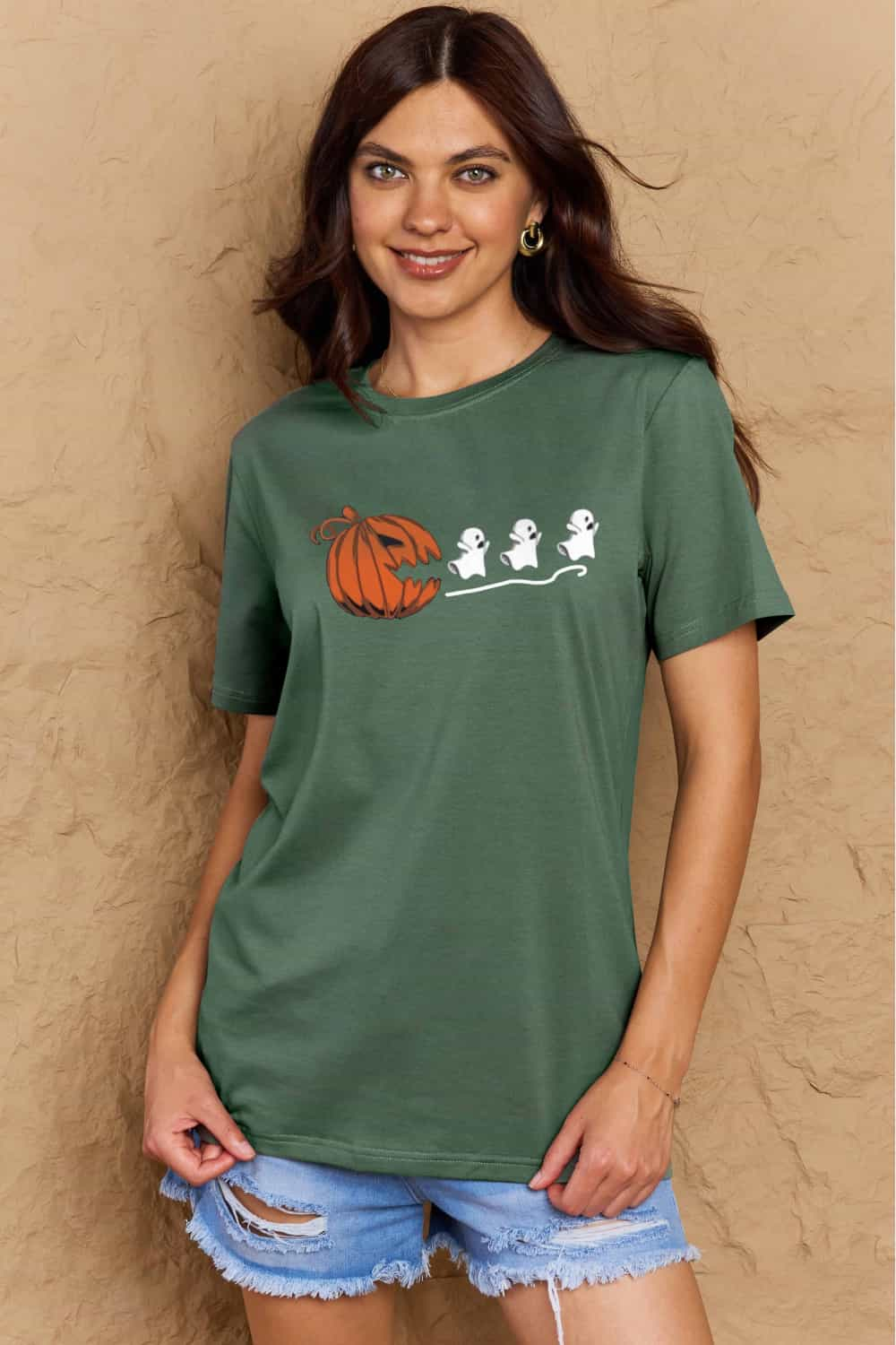 Simply Love Full Size Jack-O'-Lantern Graphic Cotton Tee BLUE ZONE PLANET