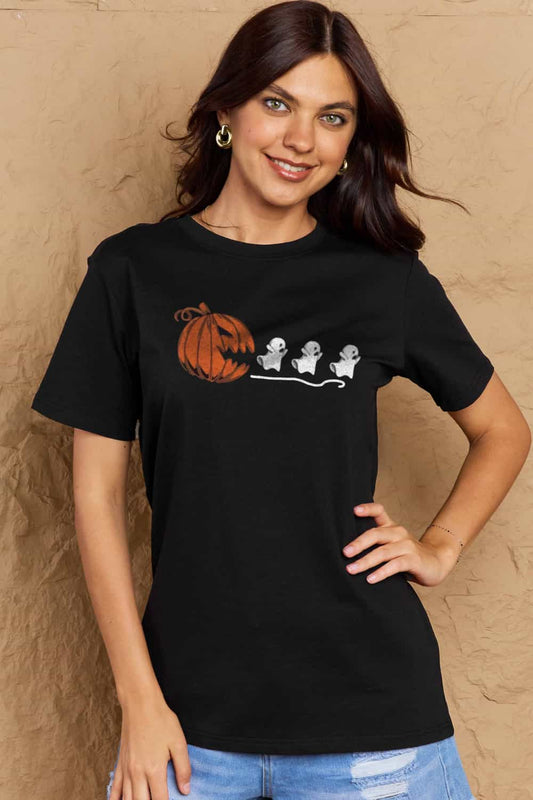 Simply Love Full Size Jack-O'-Lantern Graphic Cotton Tee BLUE ZONE PLANET