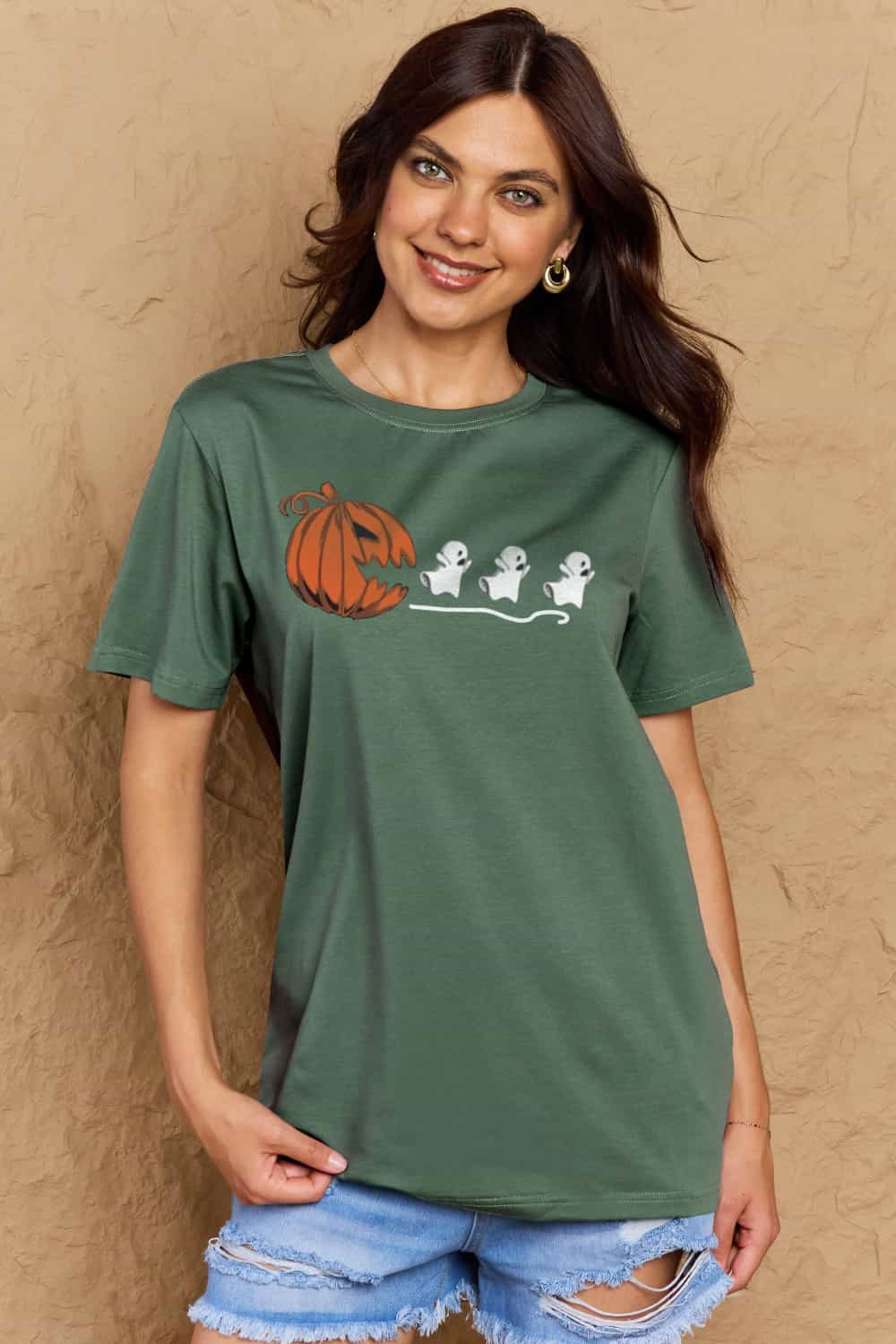 Simply Love Full Size Jack-O'-Lantern Graphic Cotton Tee BLUE ZONE PLANET