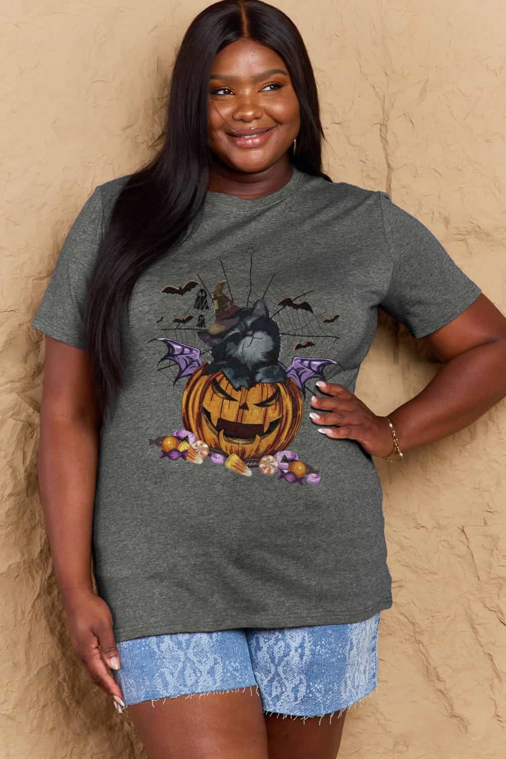 Simply Love Full Size Jack-O'-Lantern Graphic T-Shirt BLUE ZONE PLANET