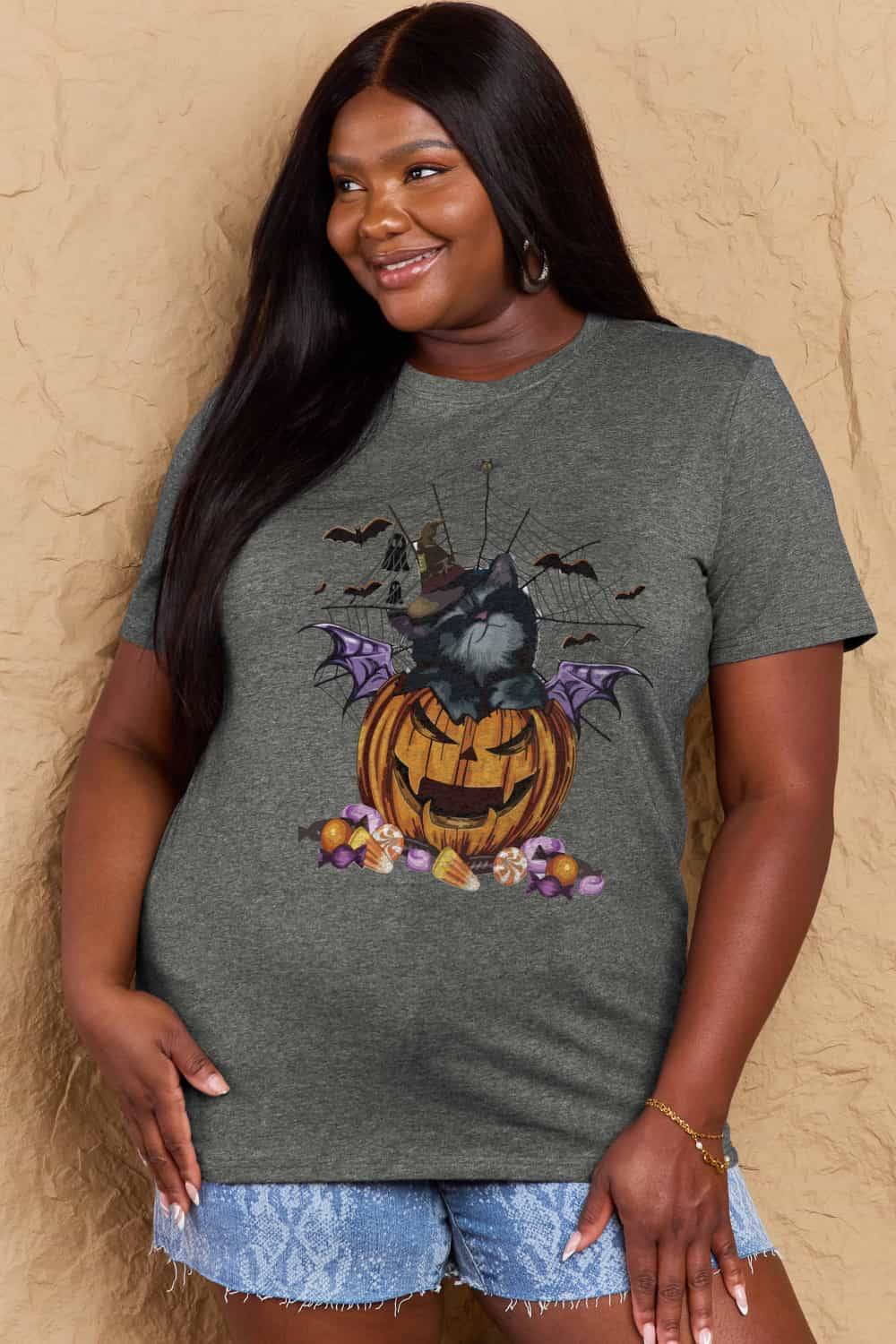 Simply Love Full Size Jack-O'-Lantern Graphic T-Shirt BLUE ZONE PLANET