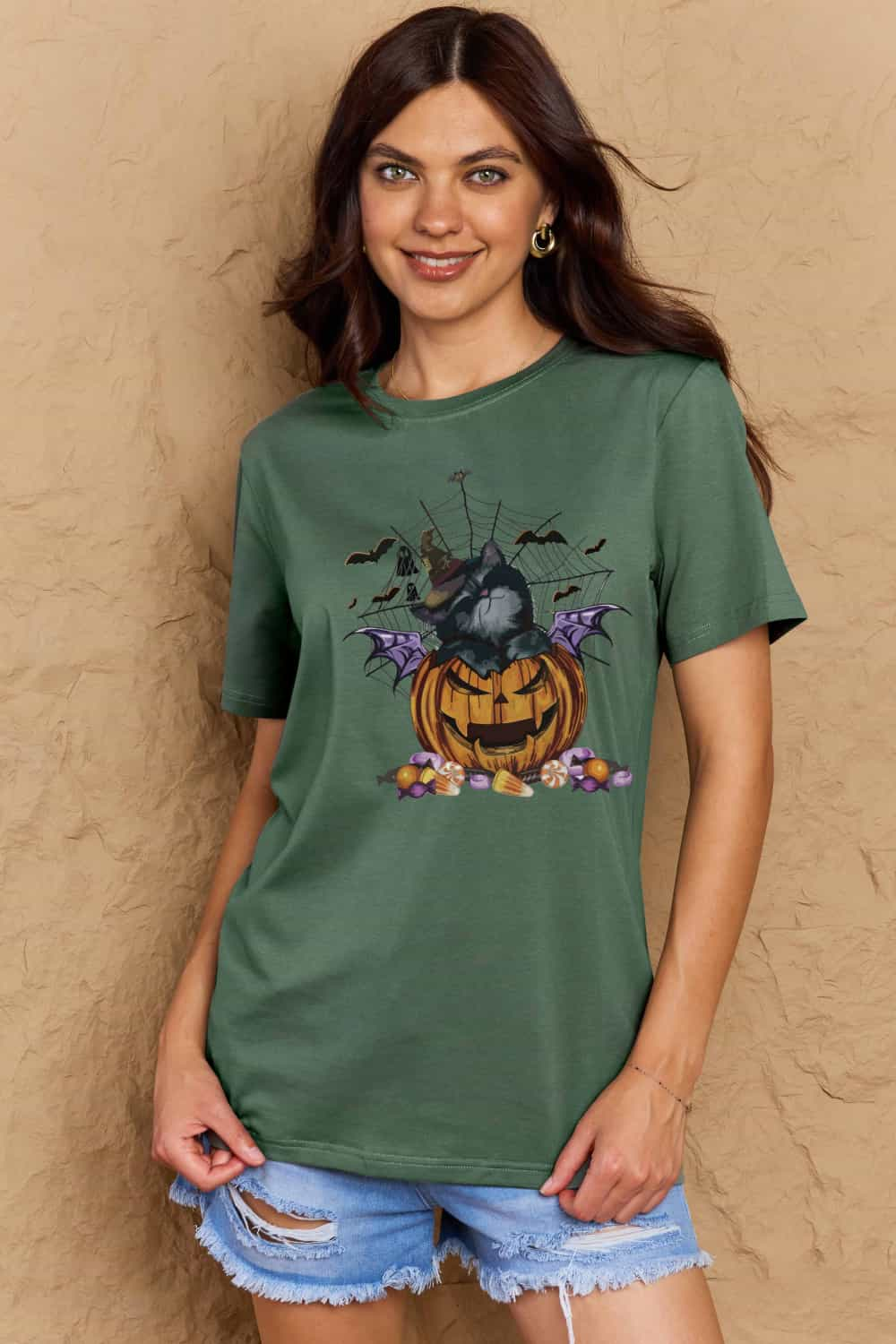 Simply Love Full Size Jack-O'-Lantern Graphic T-Shirt BLUE ZONE PLANET