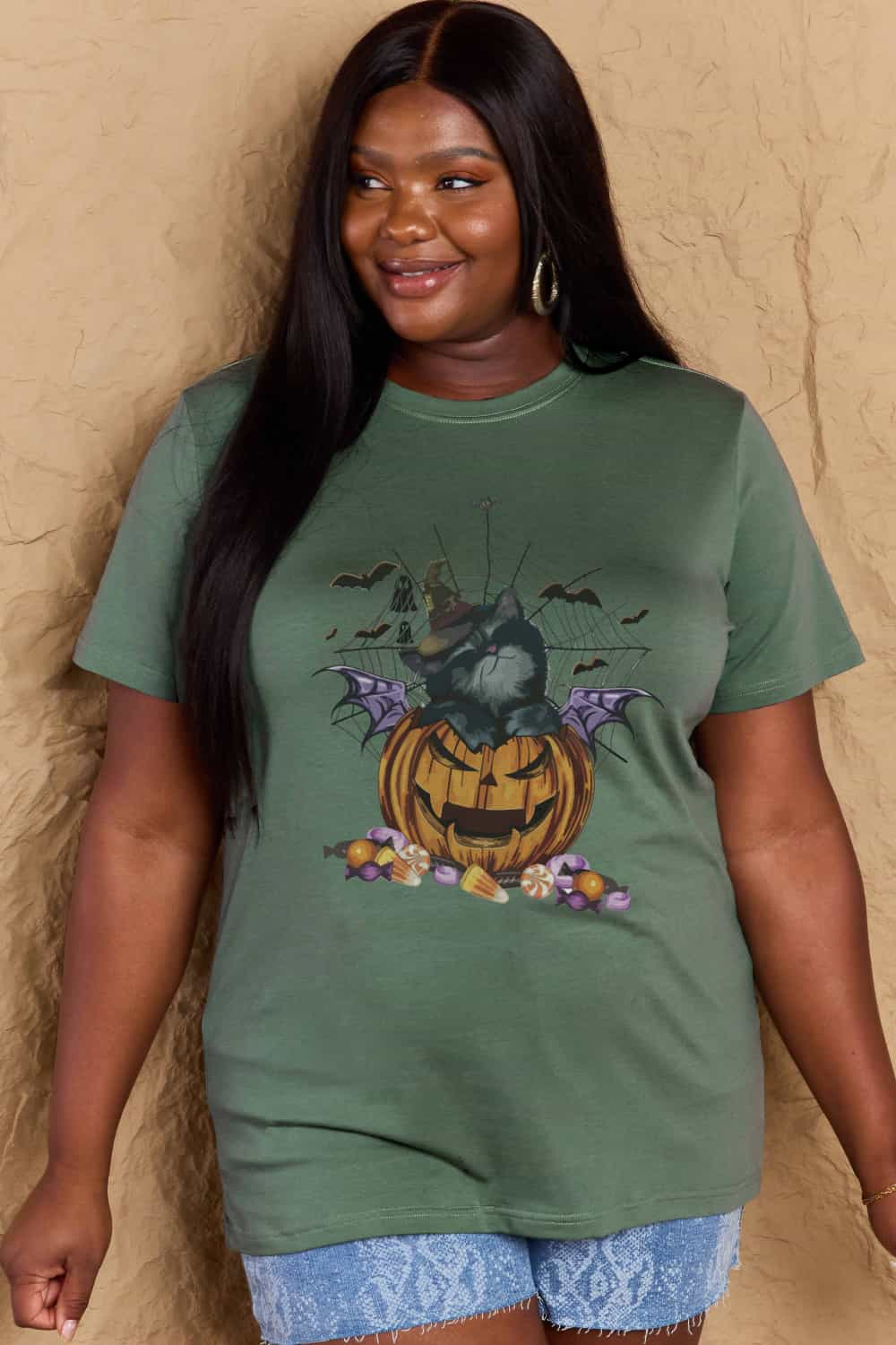 Simply Love Full Size Jack-O'-Lantern Graphic T-Shirt BLUE ZONE PLANET