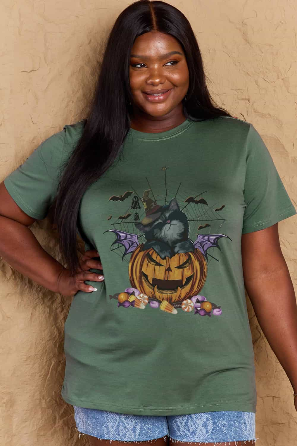 Simply Love Full Size Jack-O'-Lantern Graphic T-Shirt BLUE ZONE PLANET