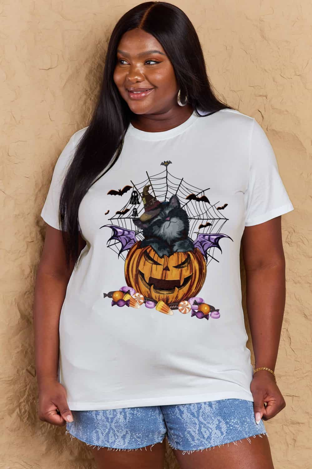 Simply Love Full Size Jack-O'-Lantern Graphic T-Shirt BLUE ZONE PLANET