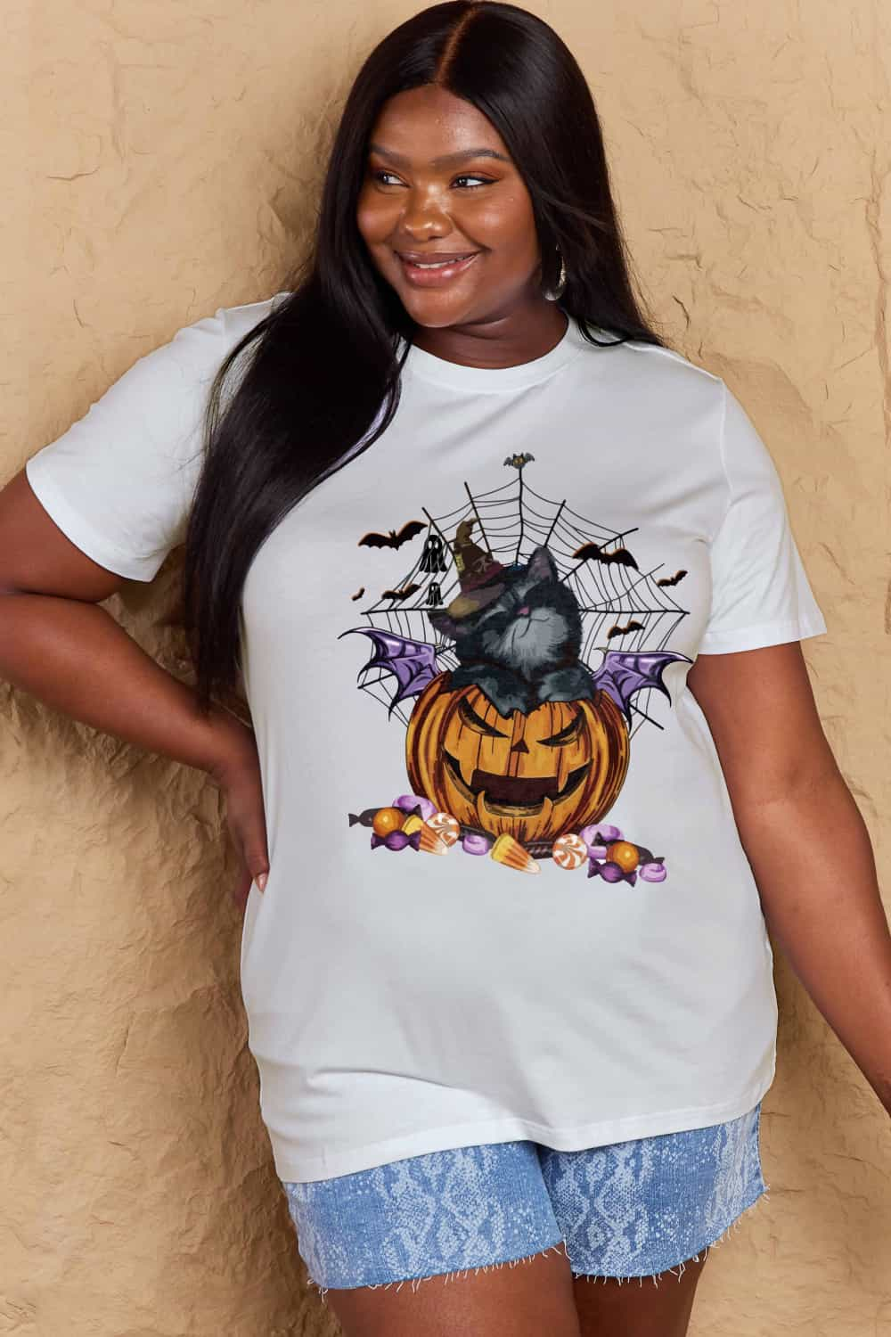 Simply Love Full Size Jack-O'-Lantern Graphic T-Shirt BLUE ZONE PLANET