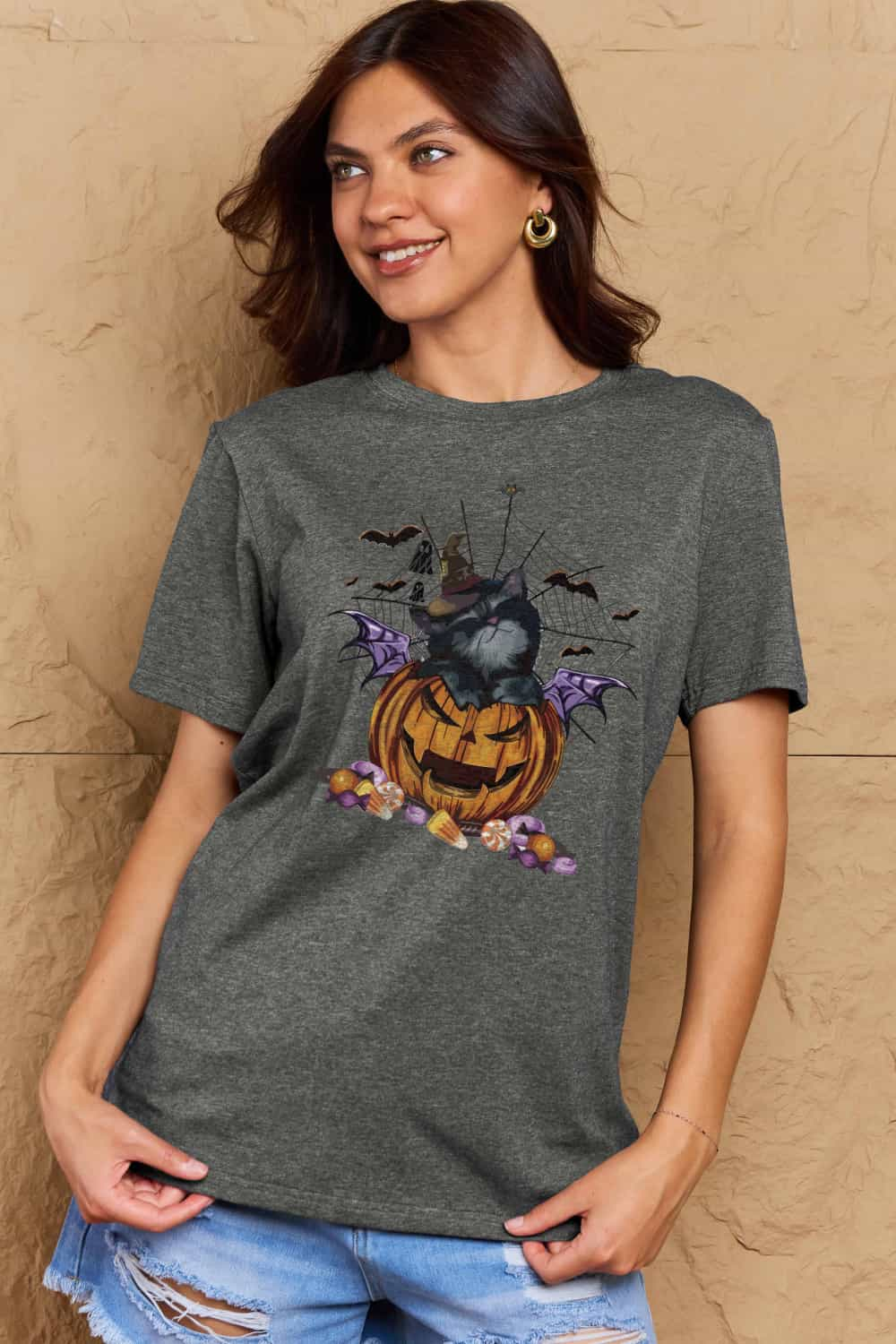 Simply Love Full Size Jack-O'-Lantern Graphic T-Shirt BLUE ZONE PLANET