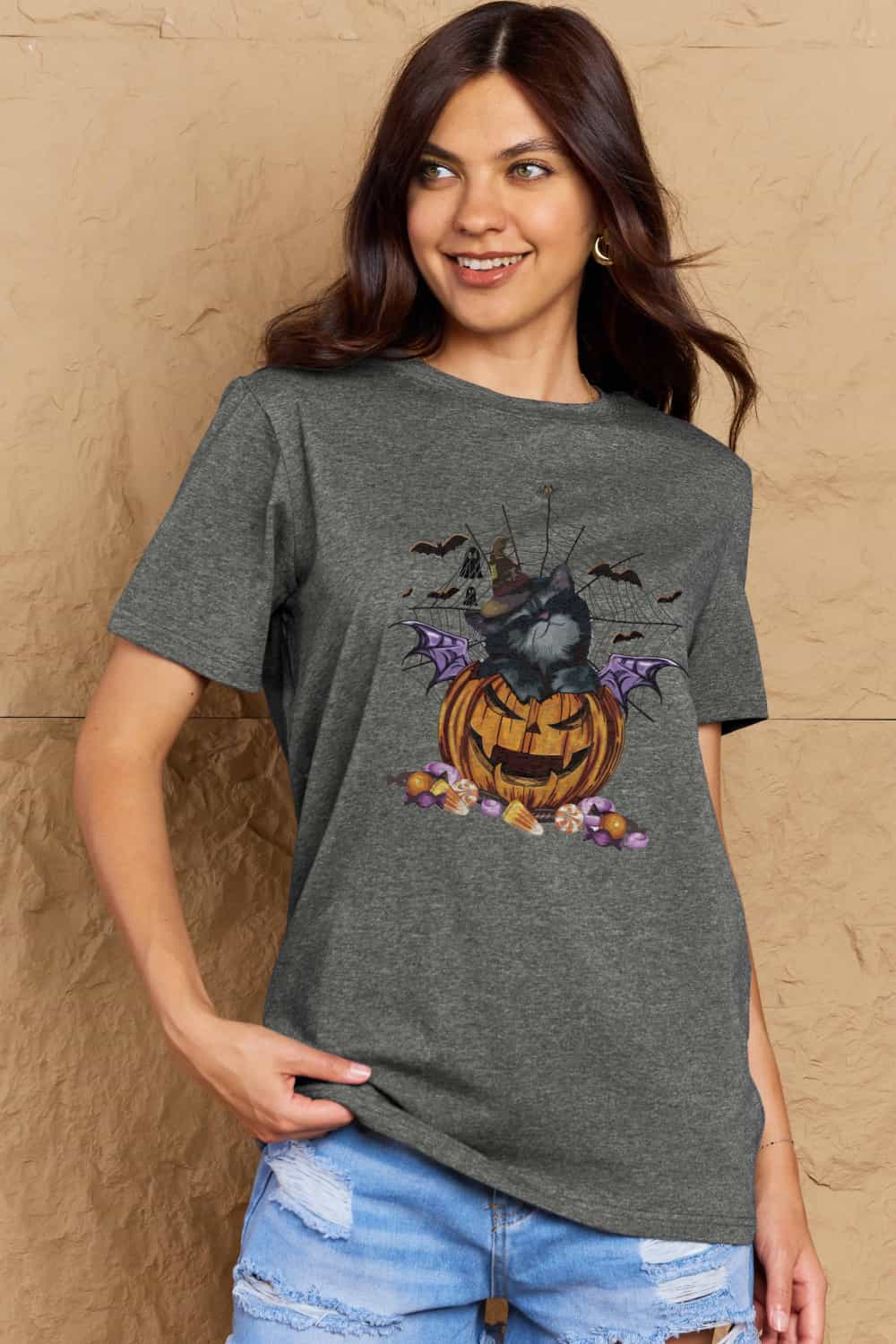 Simply Love Full Size Jack-O'-Lantern Graphic T-Shirt BLUE ZONE PLANET