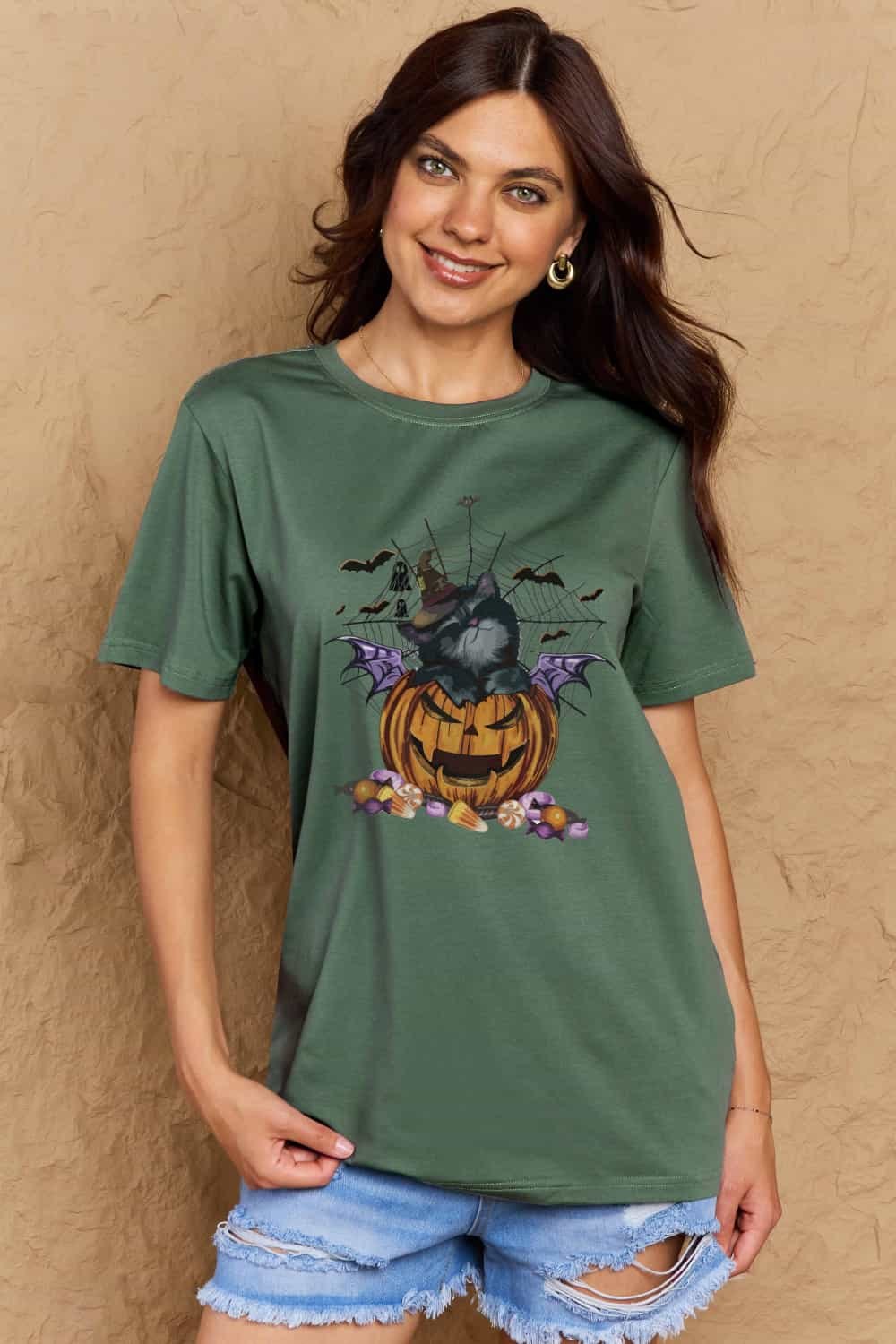 Simply Love Full Size Jack-O'-Lantern Graphic T-Shirt BLUE ZONE PLANET