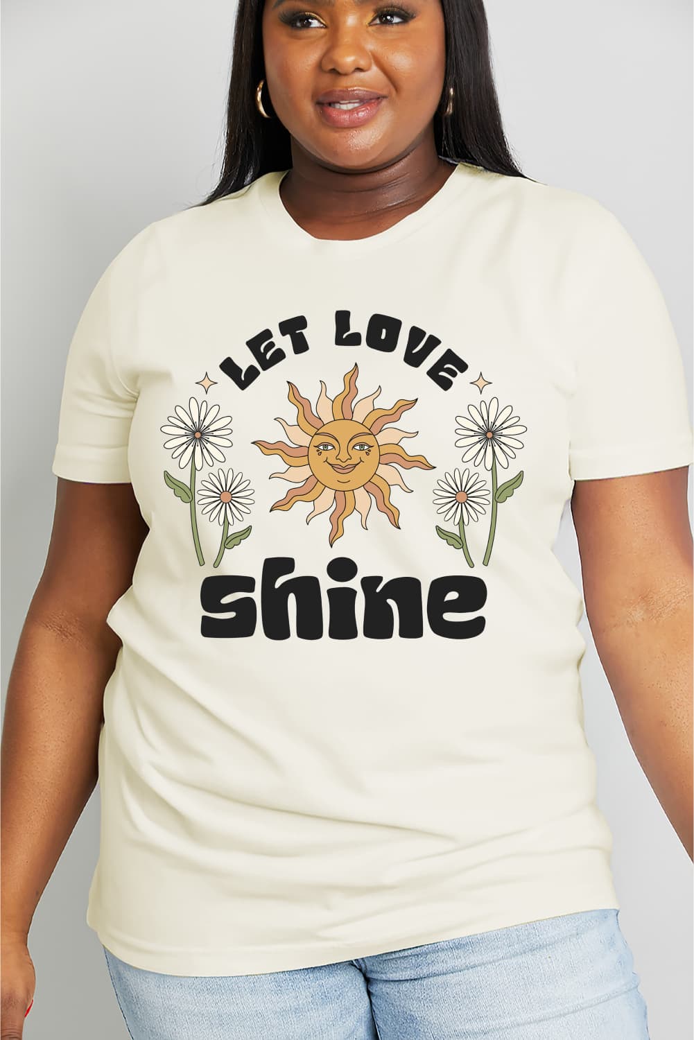 Simply Love Full Size LET LOVE SHINE Graphic Cotton Tee BLUE ZONE PLANET