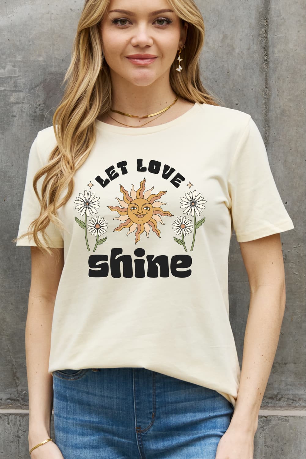 Simply Love Full Size LET LOVE SHINE Graphic Cotton Tee BLUE ZONE PLANET