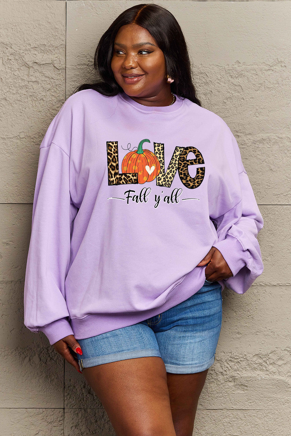 Simply Love Full Size LOVE FALL Y'ALL Graphic Sweatshirt BLUE ZONE PLANET