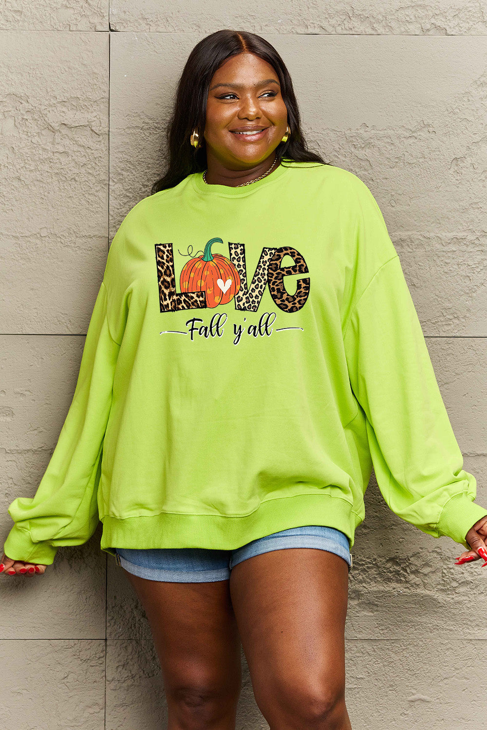 Simply Love Full Size LOVE FALL Y'ALL Graphic Sweatshirt BLUE ZONE PLANET