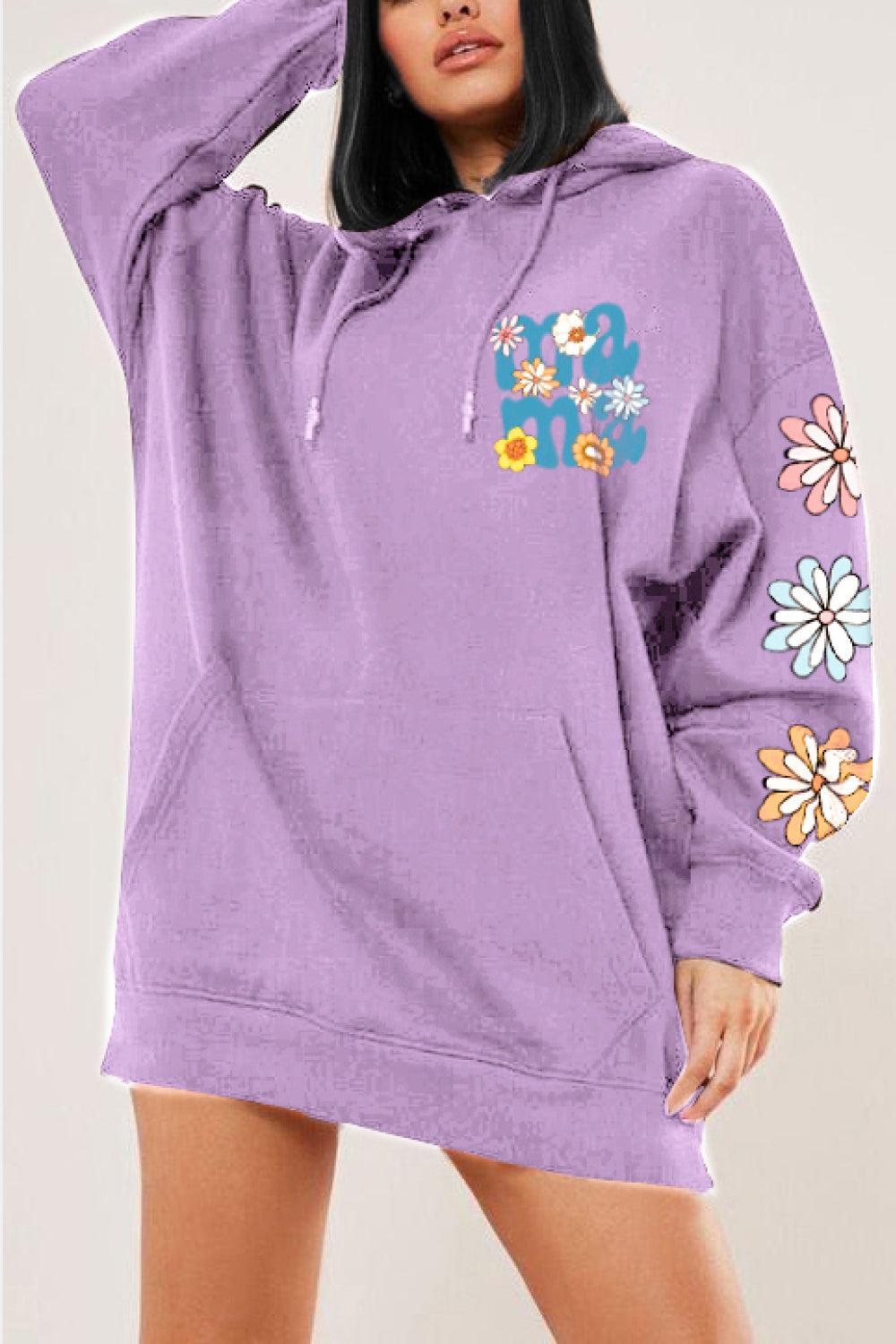 Simply Love Full Size MAMA Graphic Dropped Shoulder Hoodie BLUE ZONE PLANET