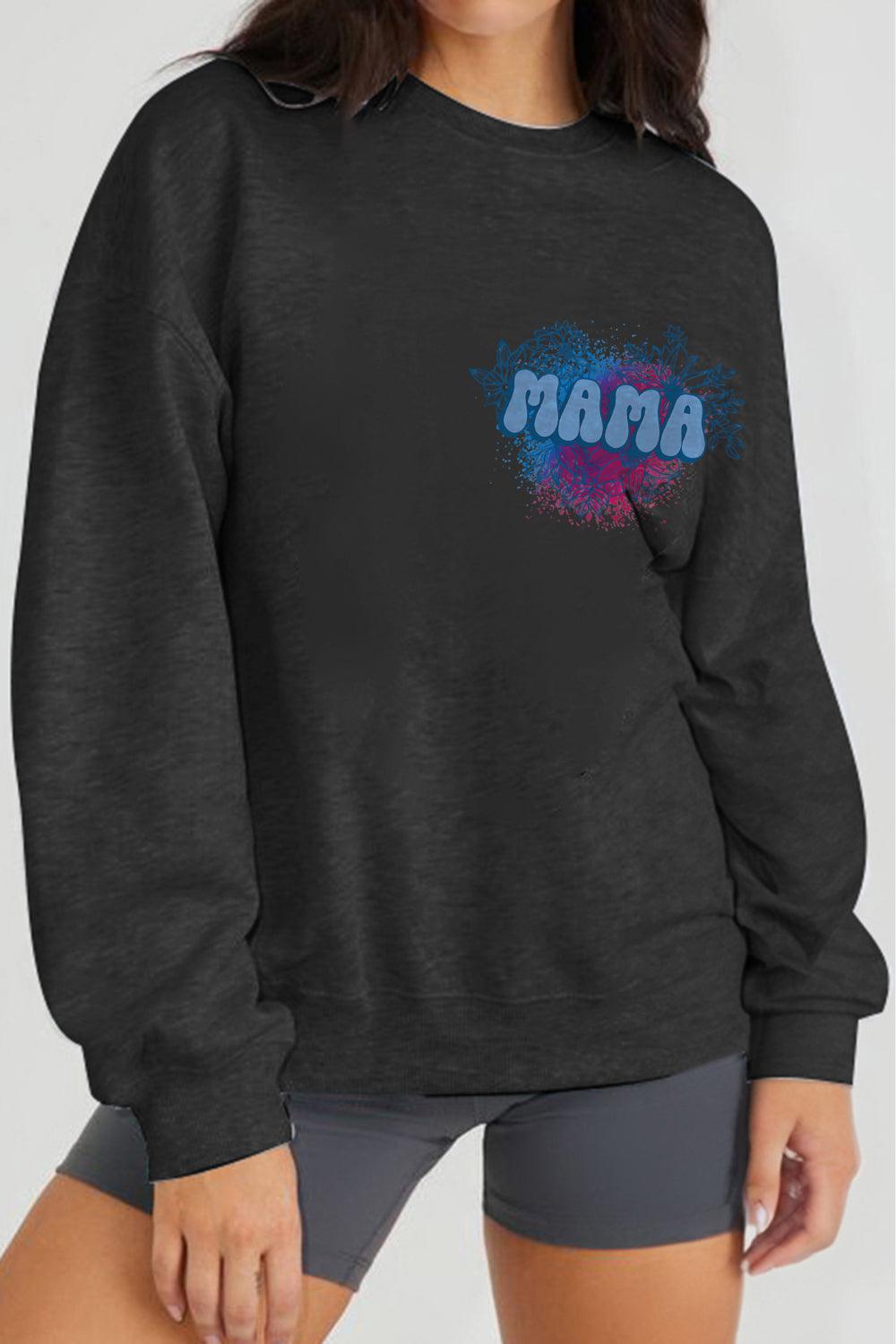 Simply Love Full Size MAMA Graphic Sweatshirt BLUE ZONE PLANET