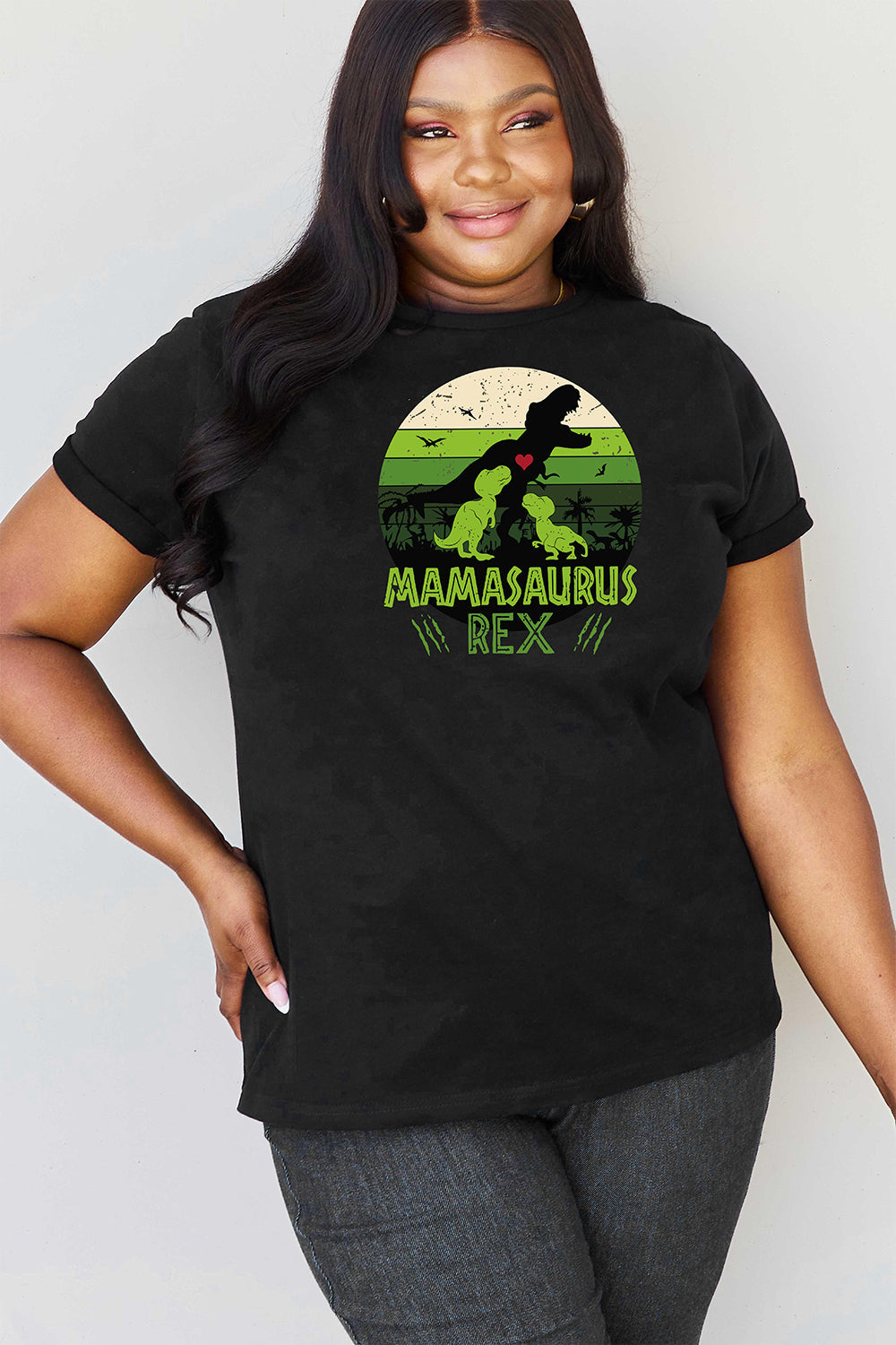 Simply Love Full Size MAMASAURUS REX Graphic T-Shirt BLUE ZONE PLANET