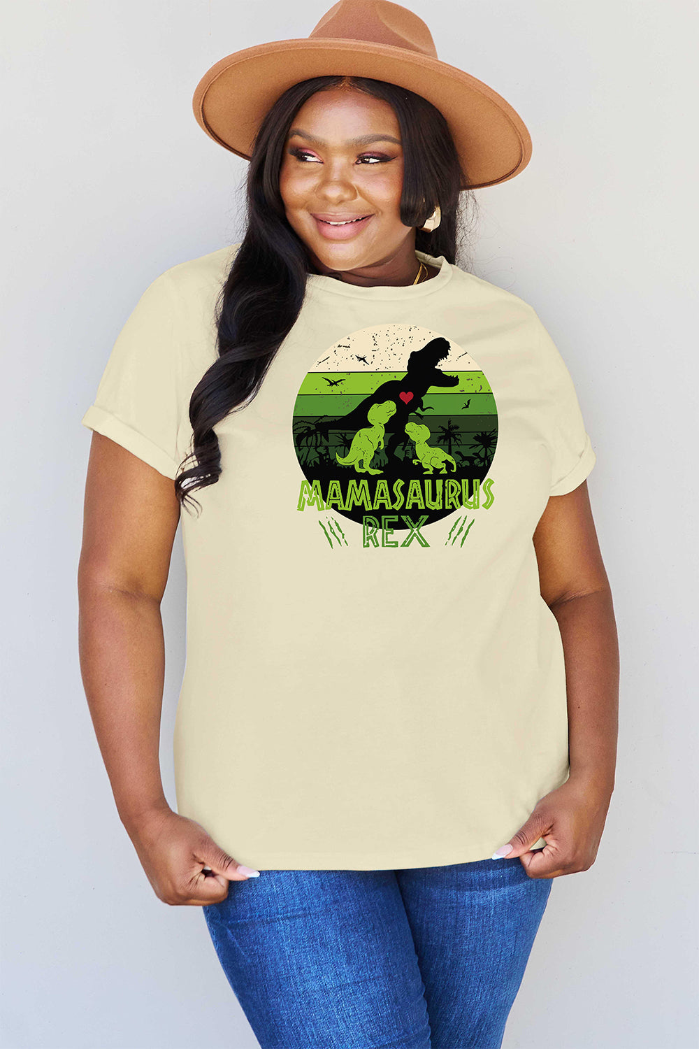 Simply Love Full Size MAMASAURUS REX Graphic T-Shirt BLUE ZONE PLANET