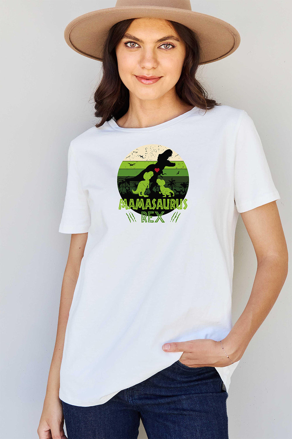 Simply Love Full Size MAMASAURUS REX Graphic T-Shirt BLUE ZONE PLANET