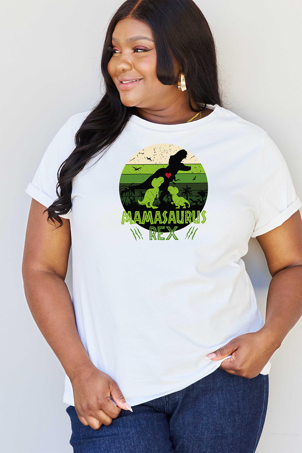 Simply Love Full Size MAMASAURUS REX Graphic T-Shirt BLUE ZONE PLANET