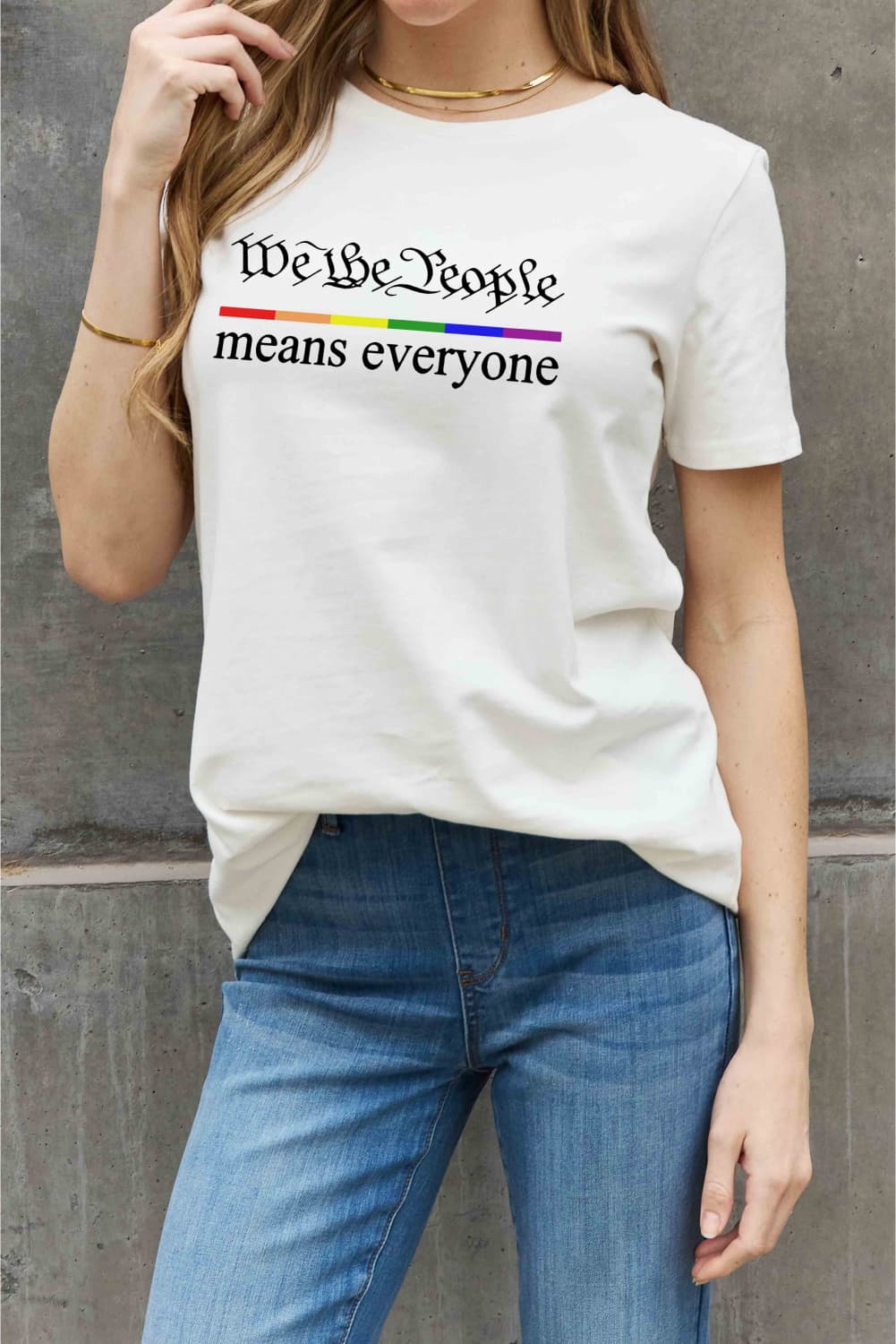 Simply Love Full Size MEANS EVERYONE Graphic Cotton Tee BLUE ZONE PLANET