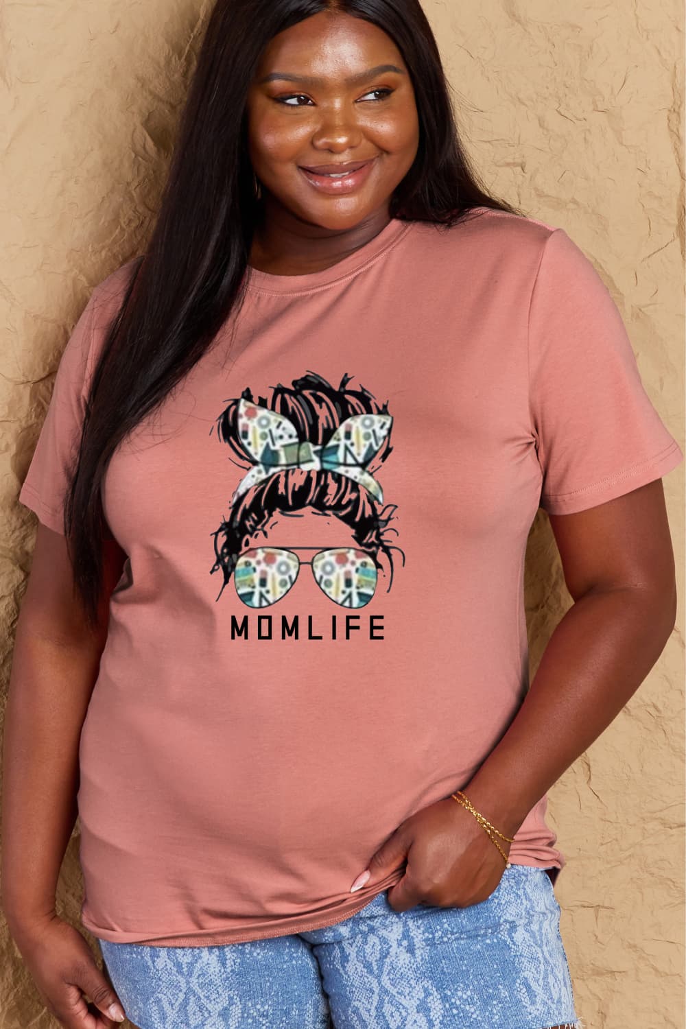 Simply Love Full Size MOM LIFE Graphic Cotton Tee BLUE ZONE PLANET