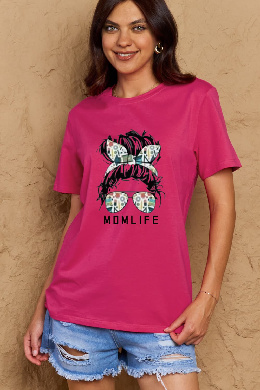 Simply Love Full Size MOM LIFE Graphic Cotton Tee BLUE ZONE PLANET