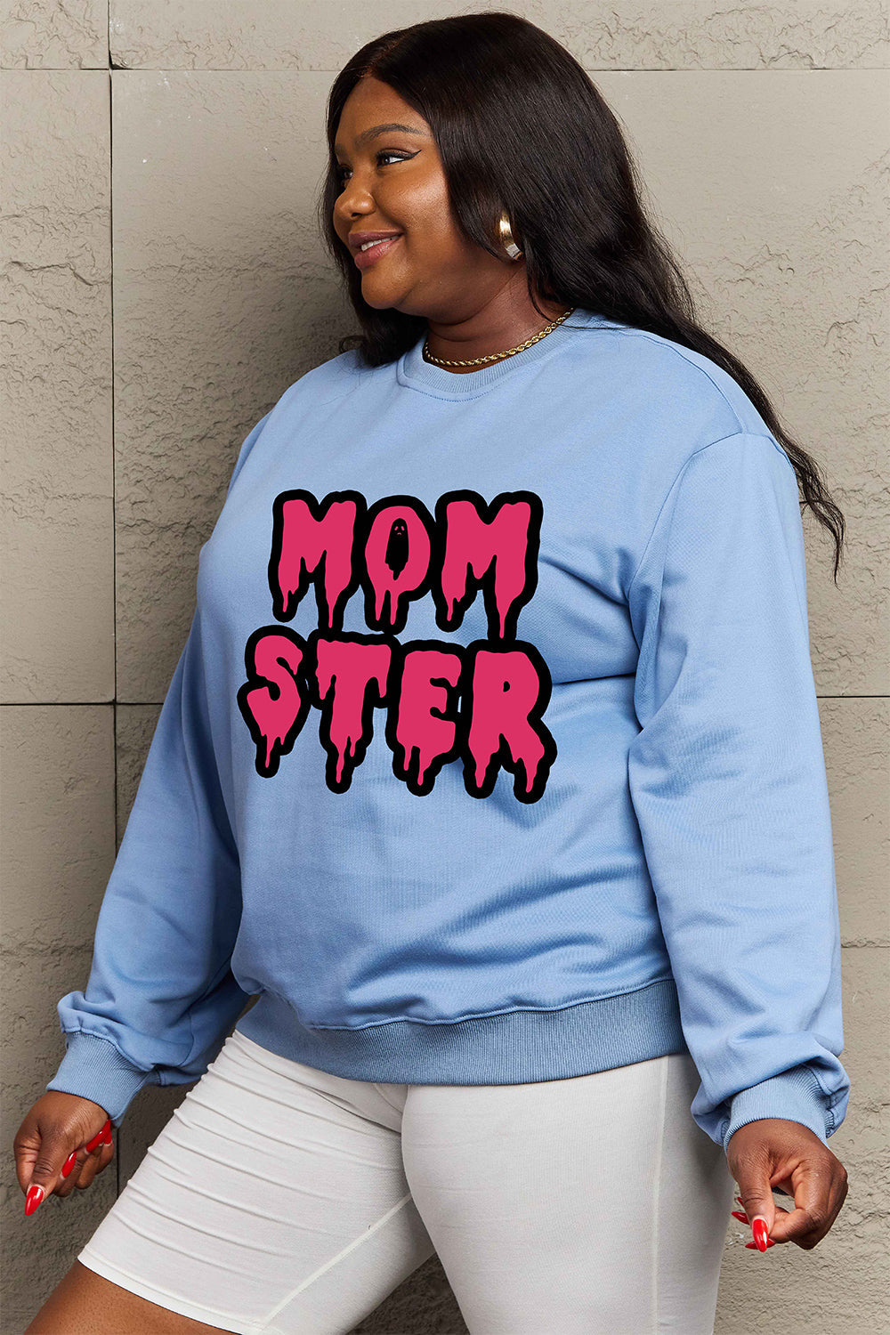Simply Love Full Size MOM STER Graphic Sweatshirt BLUE ZONE PLANET