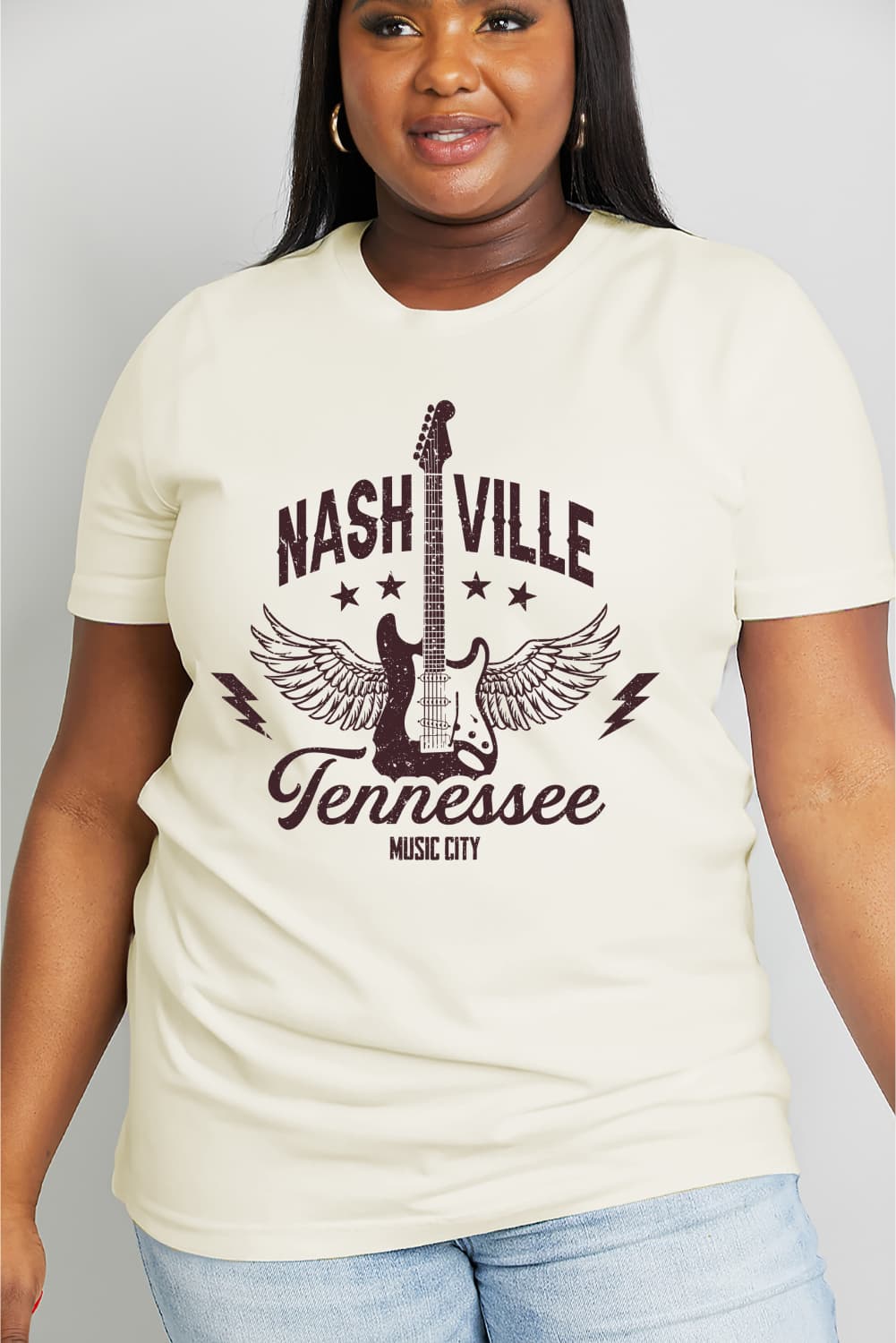 Simply Love Full Size NASHVILLE TENNESSEE MUSIC CITY Graphic Cotton Tee BLUE ZONE PLANET