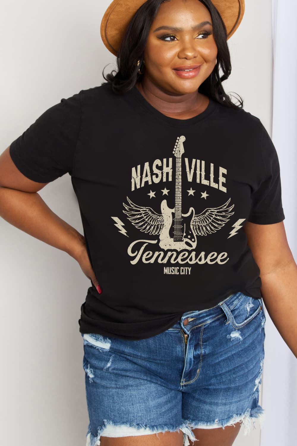 Simply Love Full Size NASHVILLE TENNESSEE MUSIC CITY Graphic Cotton Tee BLUE ZONE PLANET