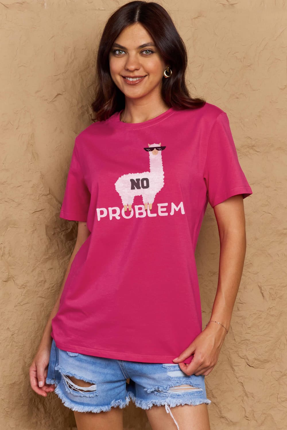 Simply Love Full Size NO PROBLEM Graphic Cotton Tee BLUE ZONE PLANET