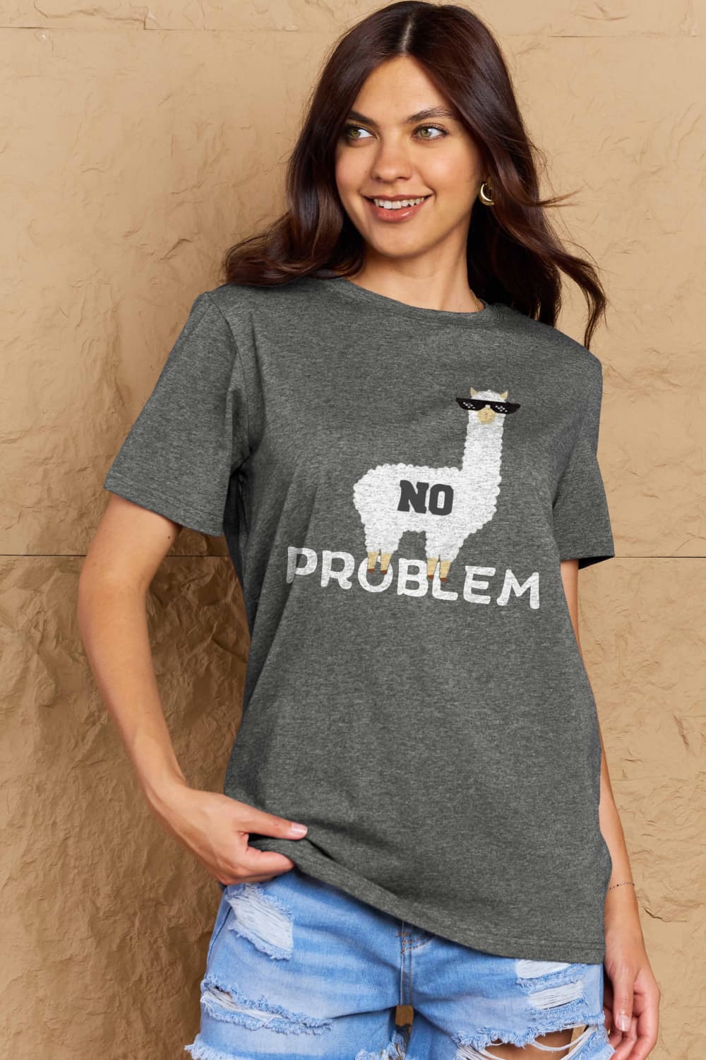 Simply Love Full Size NO PROBLEM Graphic Cotton Tee BLUE ZONE PLANET