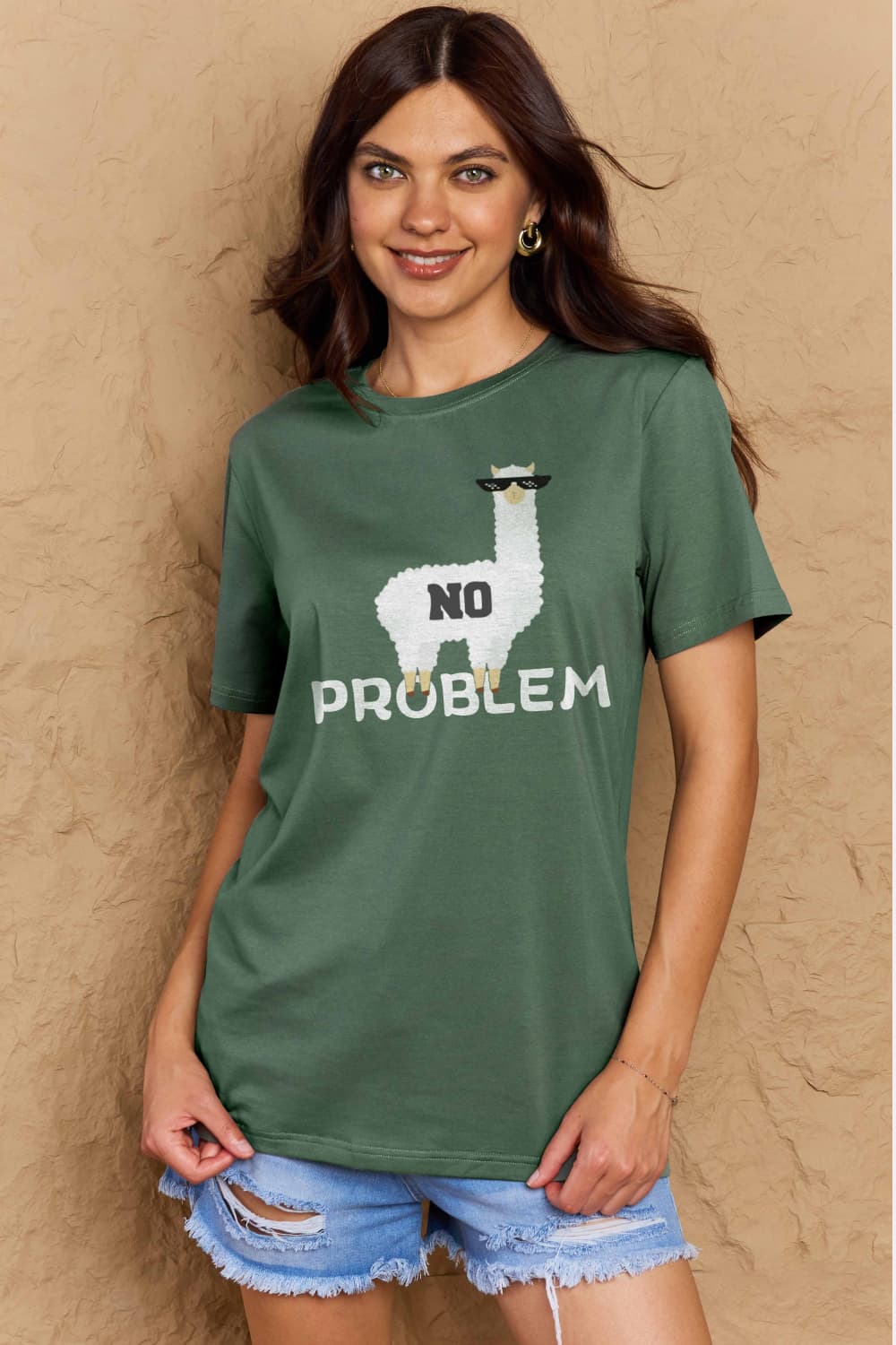 Simply Love Full Size NO PROBLEM Graphic Cotton Tee BLUE ZONE PLANET