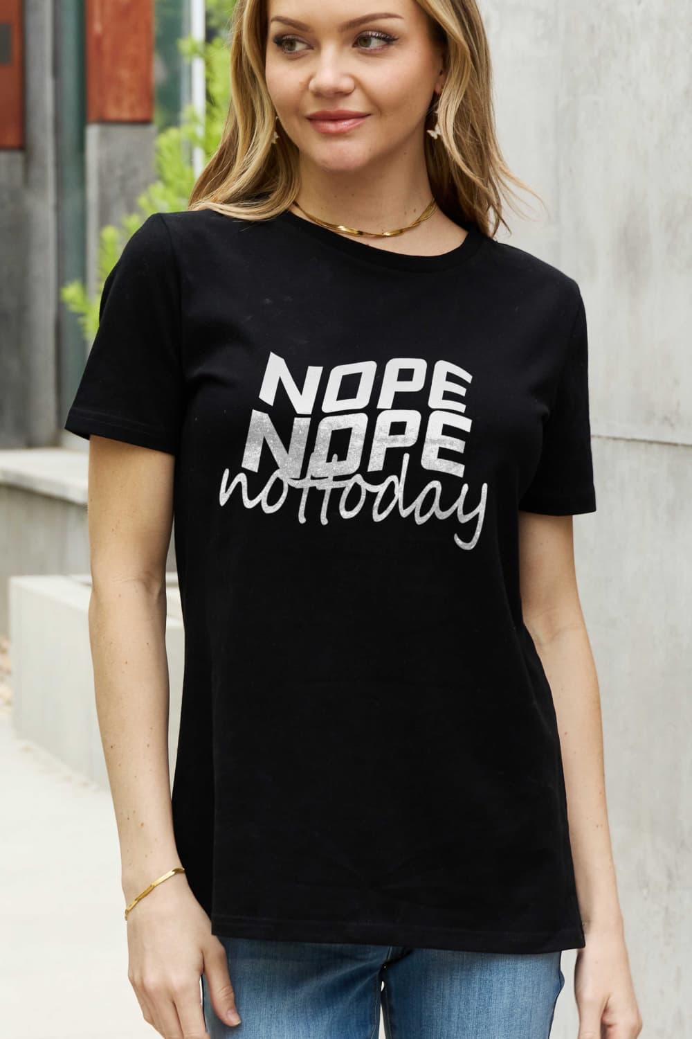 Simply Love Full Size NOPE NOPE NOT TODAY Graphic Cotton Tee BLUE ZONE PLANET