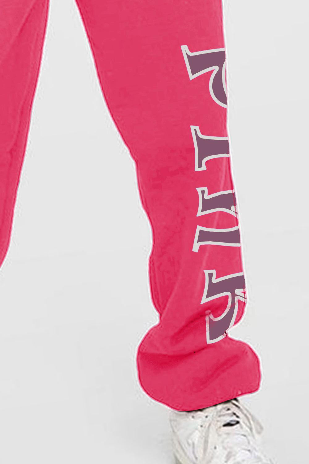 Simply Love Full Size PINK Graphic Sweatpants - Blue Zone Planet
