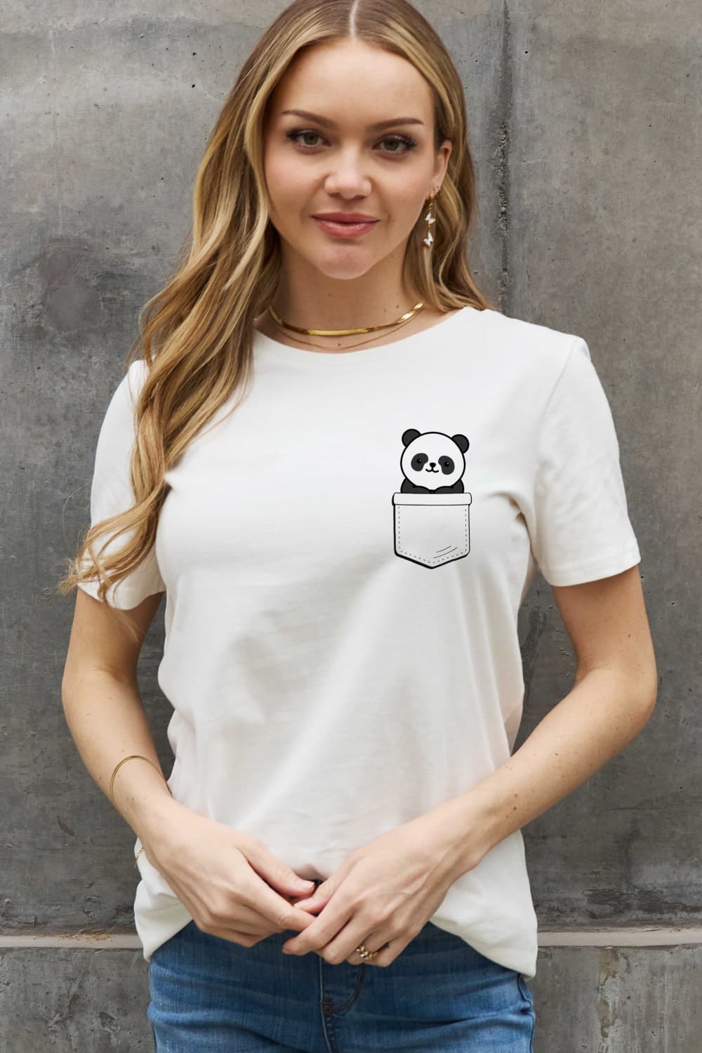 Simply Love Full Size Panda Graphic Cotton Tee BLUE ZONE PLANET