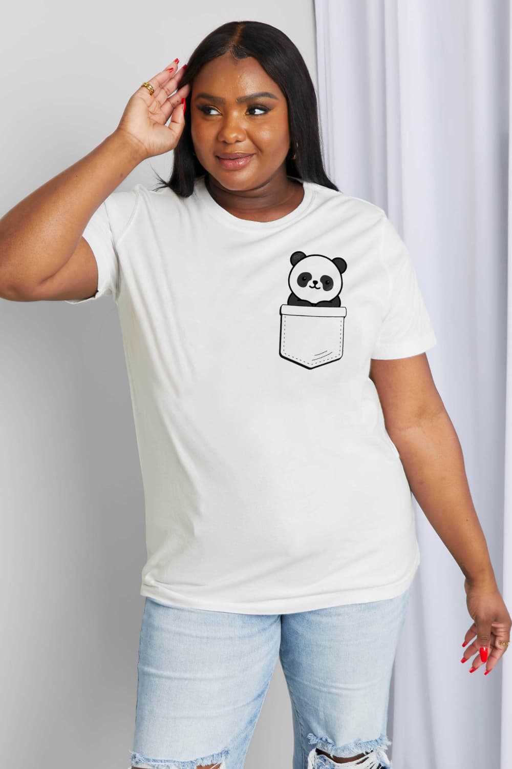 Simply Love Full Size Panda Graphic Cotton Tee BLUE ZONE PLANET