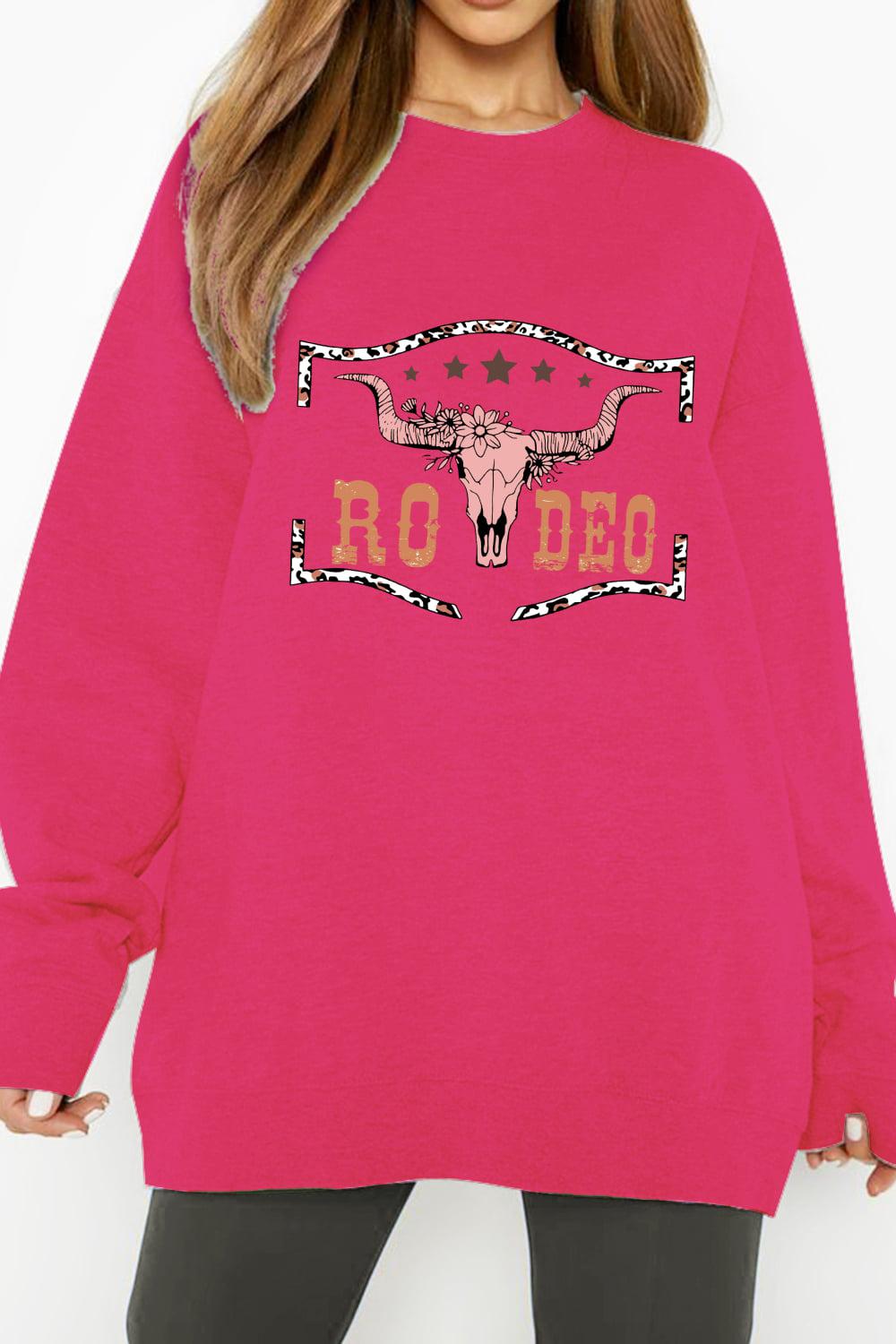 Simply Love Full Size Round Neck Dropped Shoulder RODEO Graphic Sweatshirt BLUE ZONE PLANET