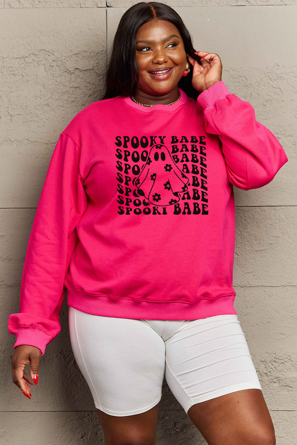 Simply Love Full Size SPOOKY BABE Graphic Sweatshirt BLUE ZONE PLANET