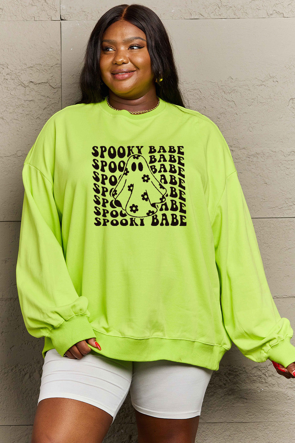 Simply Love Full Size SPOOKY BABE Graphic Sweatshirt BLUE ZONE PLANET