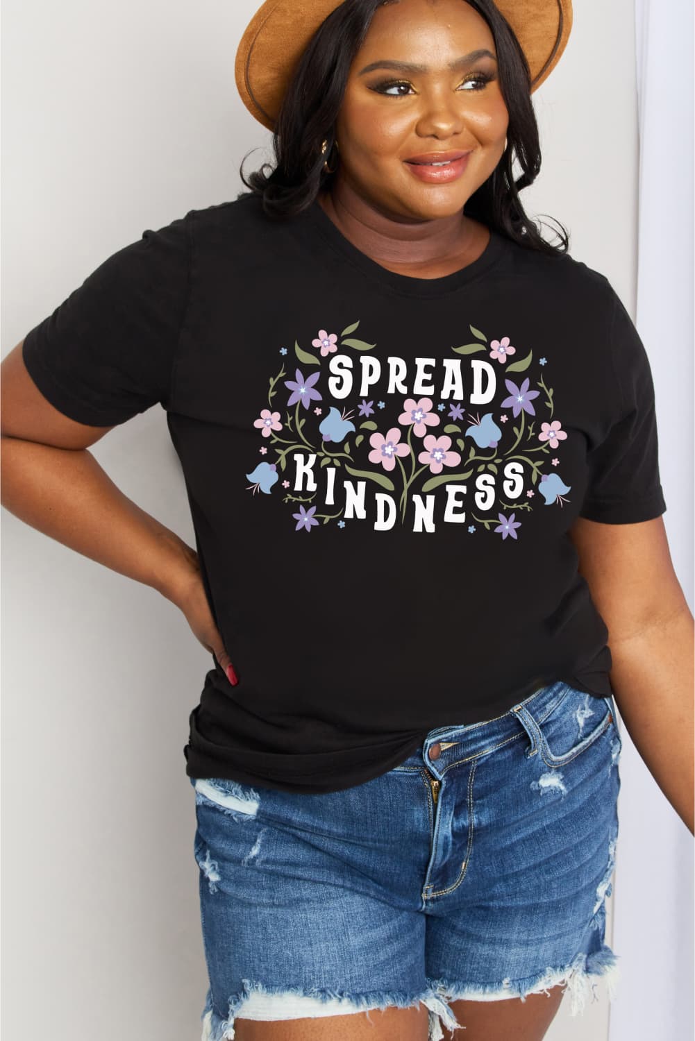 Simply Love Full Size SPREAD KINDNESS Graphic Cotton Tee BLUE ZONE PLANET
