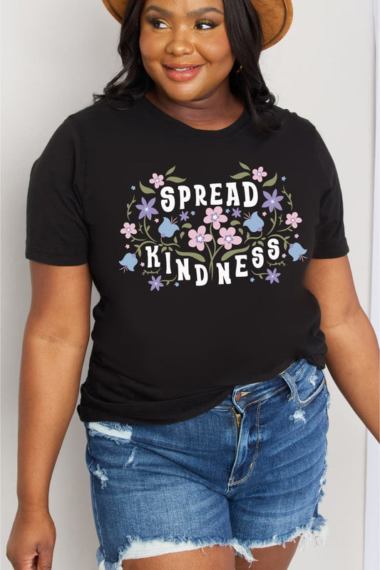 Simply Love Full Size SPREAD KINDNESS Graphic Cotton Tee BLUE ZONE PLANET