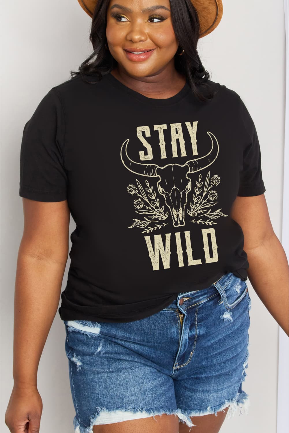 Simply Love Full Size STAY WILD Graphic Cotton Tee BLUE ZONE PLANET